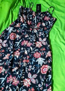 Tokyo Talkies Navy Blue Floral Midi Dress Trendy👗