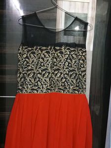 Elegant Red Embroidered Maxi Dress