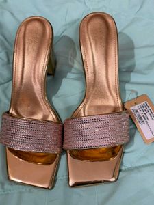 Sparkling Rose Gold Block Heels