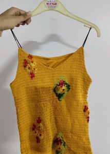 Yellow Embroidered top Set