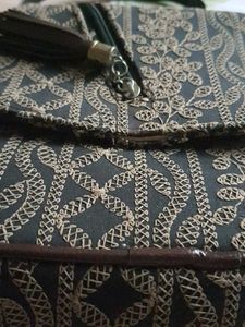 Embroidered Crossbody Bag with Tassel