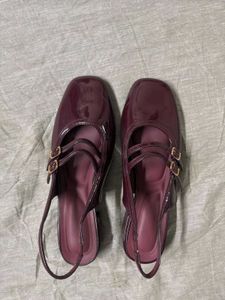 Chic Burgundy Patent Slingback Heels