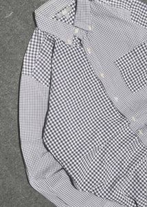 Men's Patchwork Gingham Button-Down Shirt