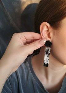 Stylish Black & White Dangle Earrings