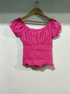 Pink Off-Shoulder Crop Top(size:32to36)brand new