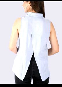 Sleeveless Collared Shirt with Graphic Print