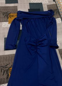 Blue Long fishtail backless dress