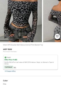 savana Leopard Print Off-Shoulder Mesh Top