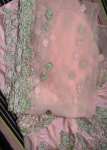 Exquisite Peach Embroidered gharara set