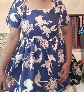 Blue Floral Tiered Dress