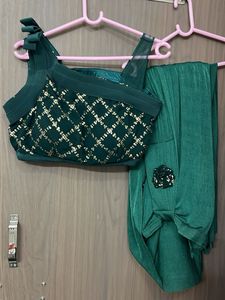 Readymade Green Saree with Embellished Blo
