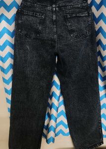 Stylish Black &amp; Grey Wash Wide-Leg Jeans