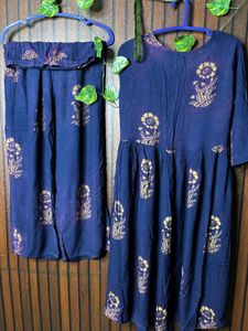 Blue Floral Kurta Set - Wardrobe Clearance