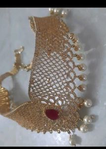 CZ Exquisite Pearl &amp; Ruby Necklace Set