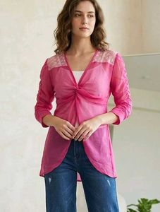 Trendy unique Pink Twisted Shrug