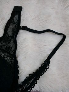 Zudio Black Lace Trim Bra &amp; Brief Set