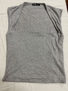 Grey Square Neck Crop Tank Top