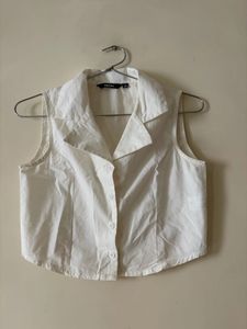Cropped White Vest Top