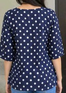 Navy Blue Polka Dot Kurta Size M