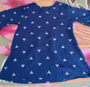 Stylish Navy Blue Triangle Print Dress