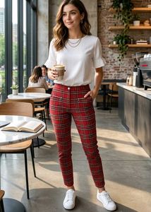 Chic Plaid🅰️ Slim Fit Pants