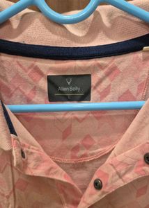 Men's Pink Geometric Polo T-Shirt