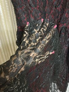 Rose Net Pattern With Red Inner Fabric Dress♥️