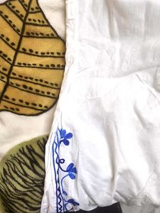 white embroidery kurta womens