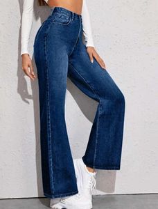 Blue Denim Wide Leg Jeans