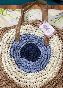 Evil Eye Handbag With Zip Closure And Handles