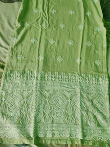 Lime Green Embroidered Kurta Set with dupatta