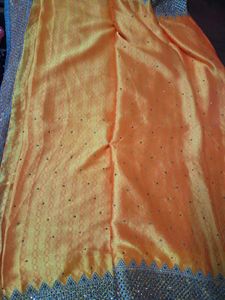 Exquisite Yellowish Embellished Saree