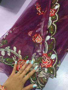 Purple Net Saree With  Blouse