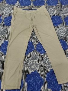 Beige Solid Full Length Athleisure Men Regular Fit