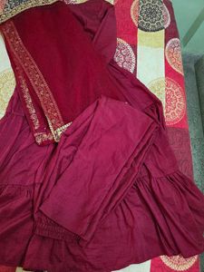 Elegant Maroon Kurta Set with Dupatta