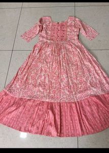 Beautiful Pink Floral long anarkali Kurta   ( us 2