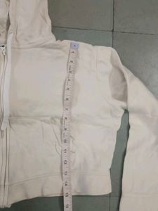 Cream Cropped Zip-Up Hoodie