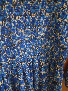 Blue Floral Smocked Square Neck Maxi Dress