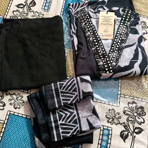 Elegant Black Kurta Set with pant and dupatta