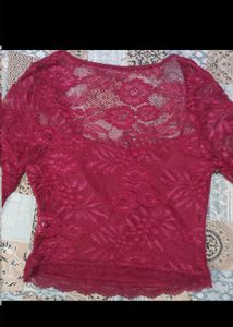 Burgundy Lace Sleeve Top