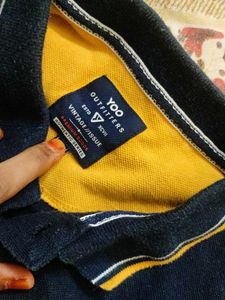 Men's Orange &amp; Navy Striped Polo Shirt