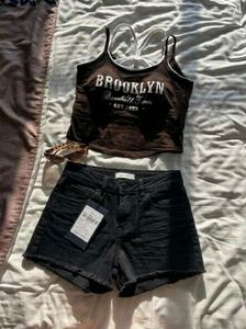 Black denim Shorts with Tag