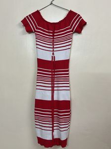 Red &amp; White Striped Bodycon Dress