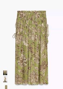 ZARA Olive Green Floral Maxi skirt (size= S - L)