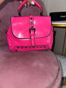 Vibrant Pink Studded Handbag