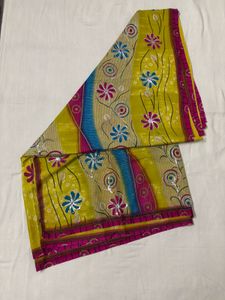 Vibrant Sequin Floral Saree with Blouse