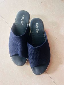 Lucky Girl Navy Slip-On Sandals
