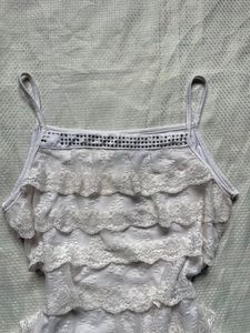 White Ruffled Tank Top