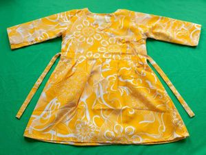 Stylish Yellow Printed Wrap Dress