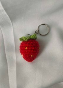 Handmade Crocheted Strawberry Keychain